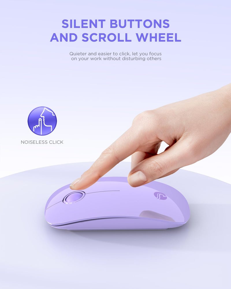 RAPIQUE Wireless Bluetooth Mouse, Purple, 1600 DPI, Long Battery Life, Dual Connectivity, Quiet Click, High-Precision Optical Tracking, Versatile Compatibility - Image 4